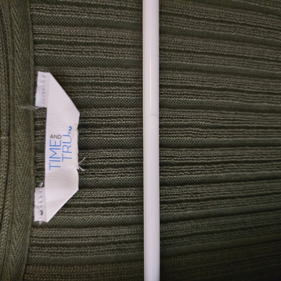 Olive Green Ribbed Long Cardigan - Picture 3 of 4